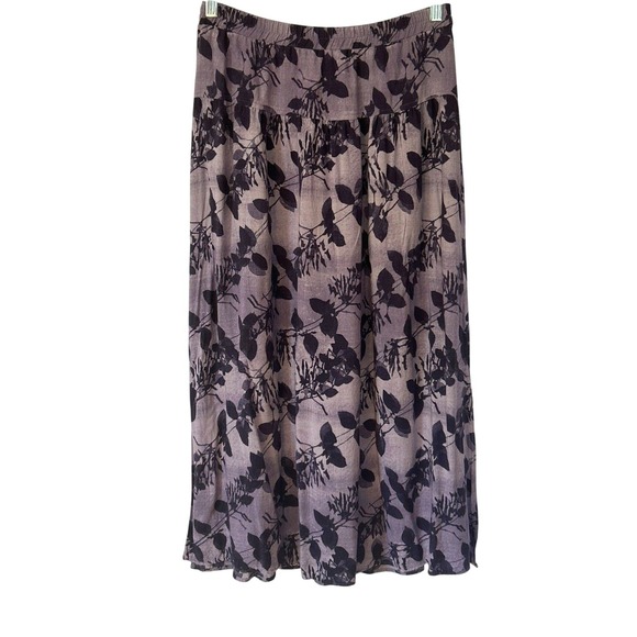 Rabbit Rabbit Rabbit Dresses & Skirts - Vintage Rabbit Rabbit Rabbit Purple Botanical 90s Rayon Maxi Skirt 8M USA Made